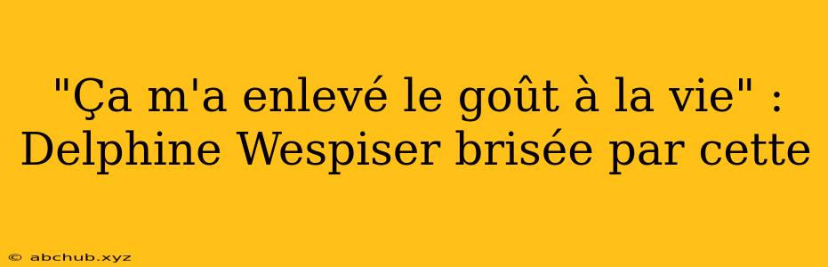 "Ça m'a enlevé le goût à la vie" : Delphine Wespiser brisée par cette 