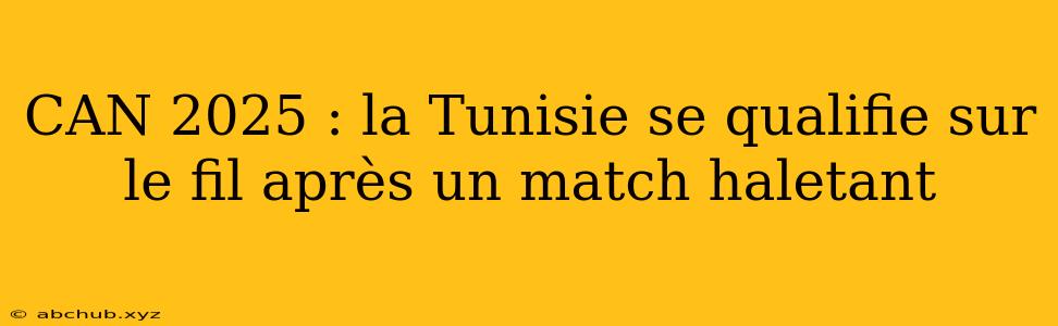 CAN 2025 : la Tunisie se qualifie sur le fil après un match haletant 