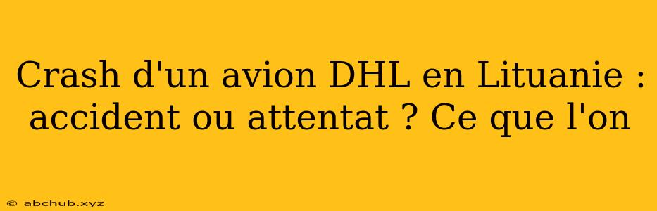 Crash d'un avion DHL en Lituanie : accident ou attentat ? Ce que l'on 