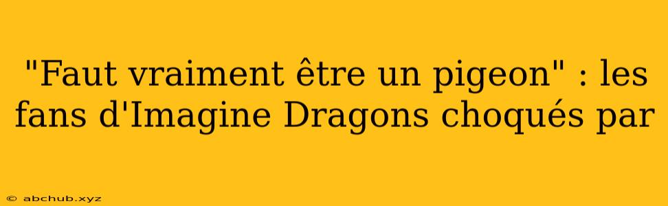 "Faut vraiment être un pigeon" : les fans d'Imagine Dragons choqués par 