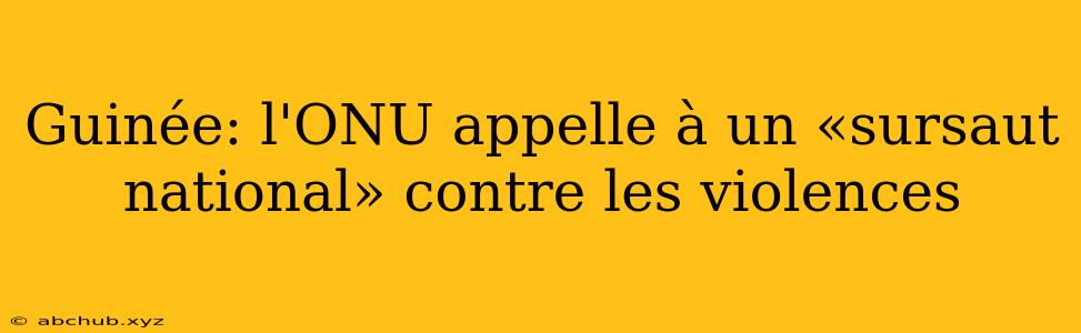 Guinée: l'ONU appelle à un «sursaut national» contre les violences 