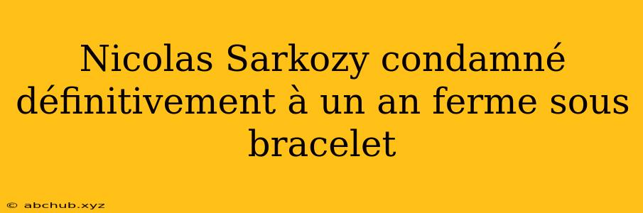 Nicolas Sarkozy condamné définitivement à un an ferme sous bracelet 