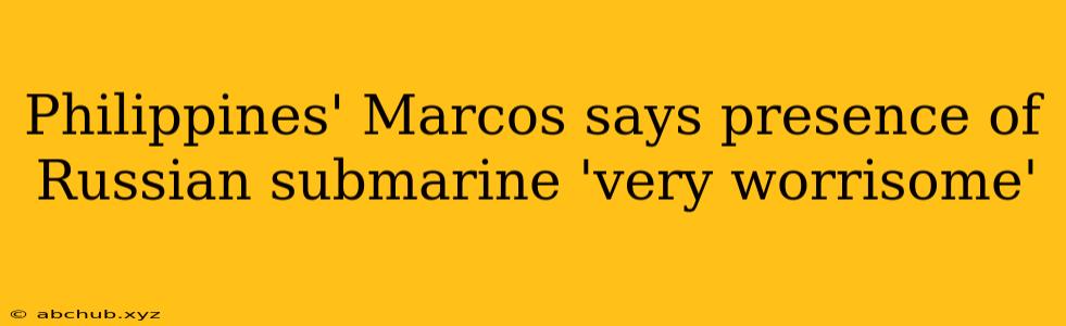 Philippines' Marcos says presence of Russian submarine 'very worrisome'