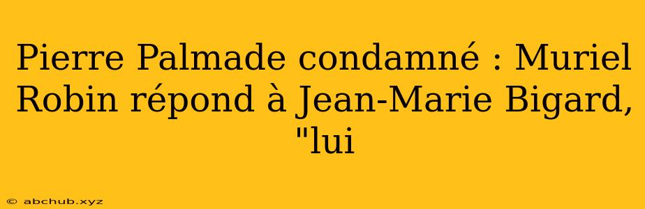 Pierre Palmade condamné : Muriel Robin répond à Jean-Marie Bigard, "lui 