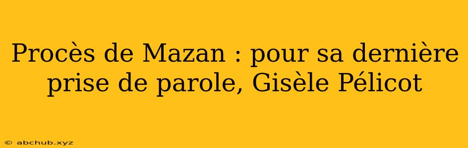 Procès de Mazan : pour sa dernière prise de parole, Gisèle Pélicot 