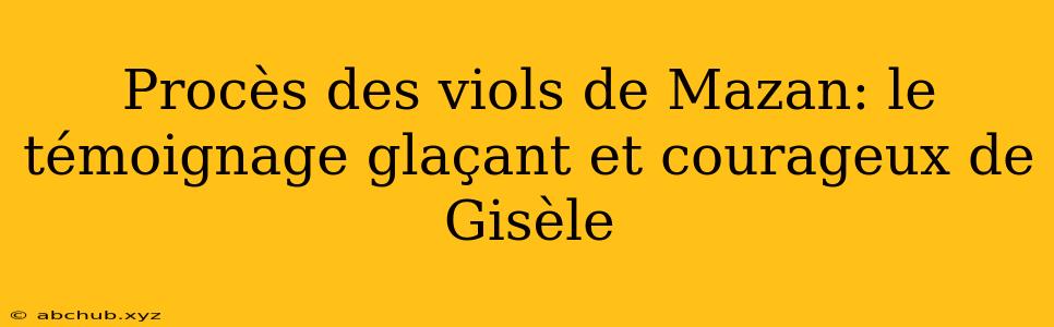 Procès des viols de Mazan: le témoignage glaçant et courageux de Gisèle 