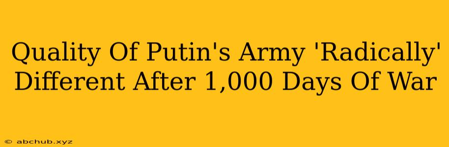 Quality Of Putin's Army 'Radically' Different After 1,000 Days Of War 