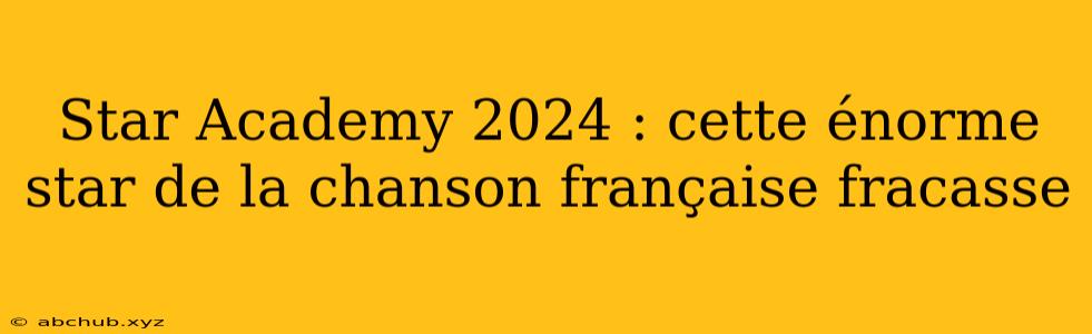 Star Academy 2024 : cette énorme star de la chanson française fracasse 