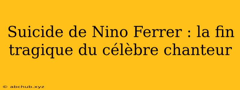 Suicide de Nino Ferrer : la fin tragique du célèbre chanteur