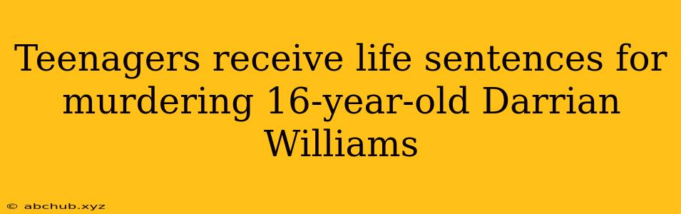 Teenagers receive life sentences for murdering 16-year-old Darrian Williams