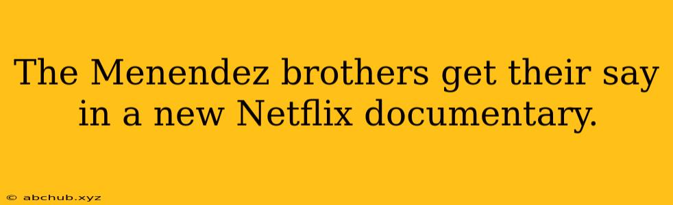 The Menendez brothers get their say in a new Netflix documentary.