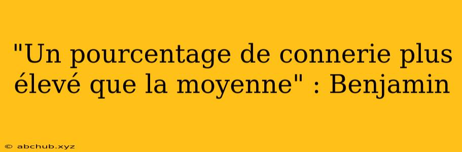 "Un pourcentage de connerie plus élevé que la moyenne" : Benjamin 