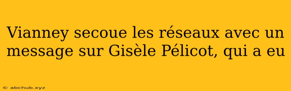 Vianney secoue les réseaux avec un message sur Gisèle Pélicot, qui a eu 